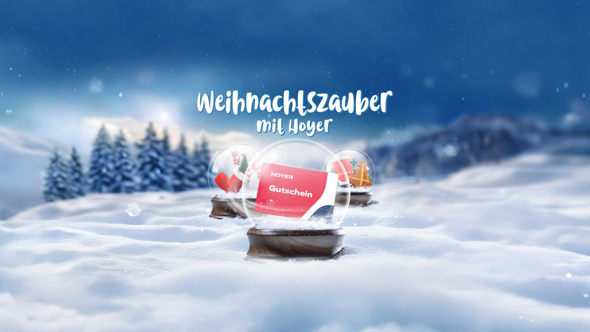 Winterlandschaft mit Glaskugeln zur Hoyer Winteraktion